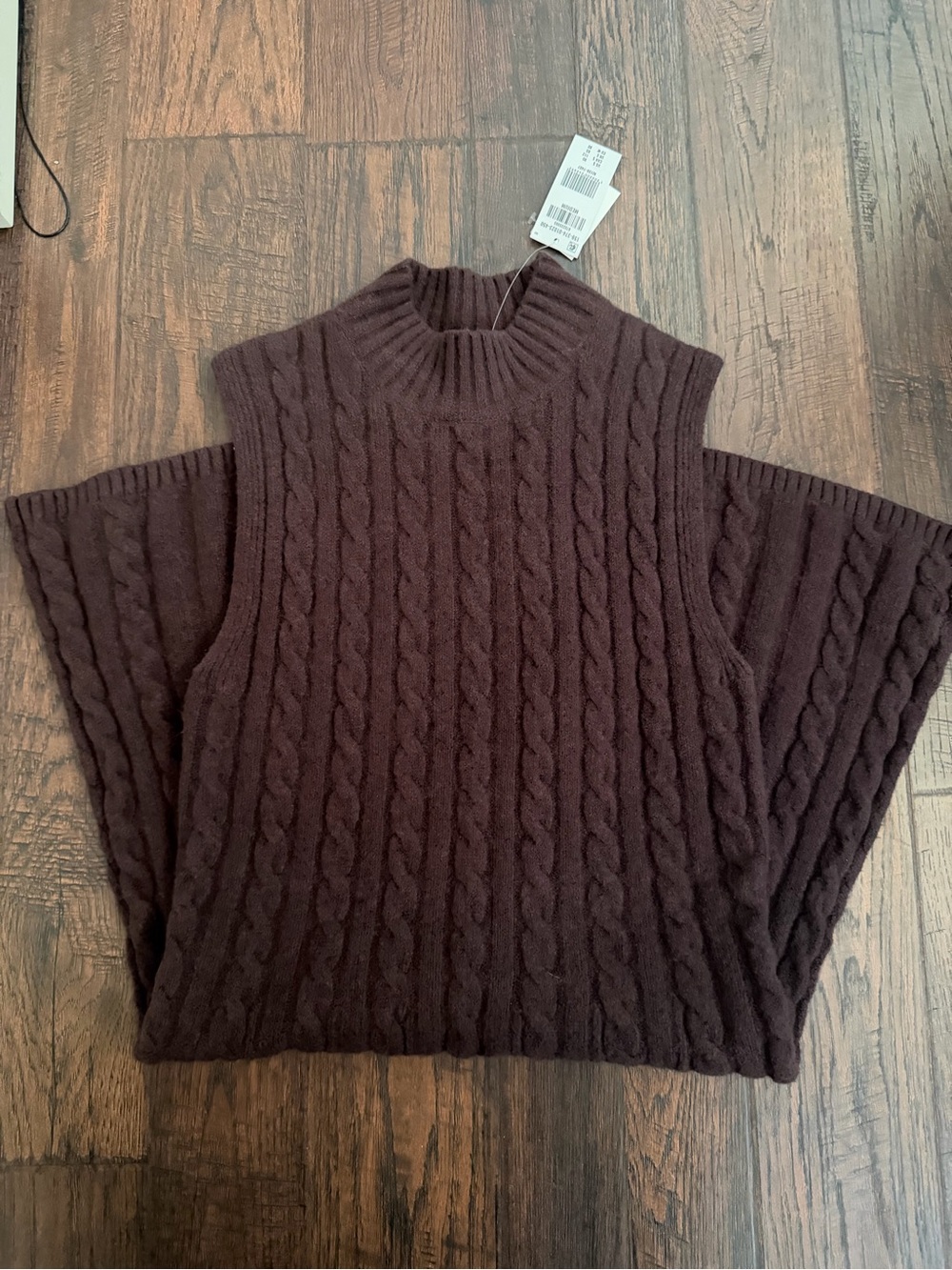Abercombie Mock Neck Sleeveless Cable Knit Mini Dress - Chocolate Brown - Picture 4 of 4